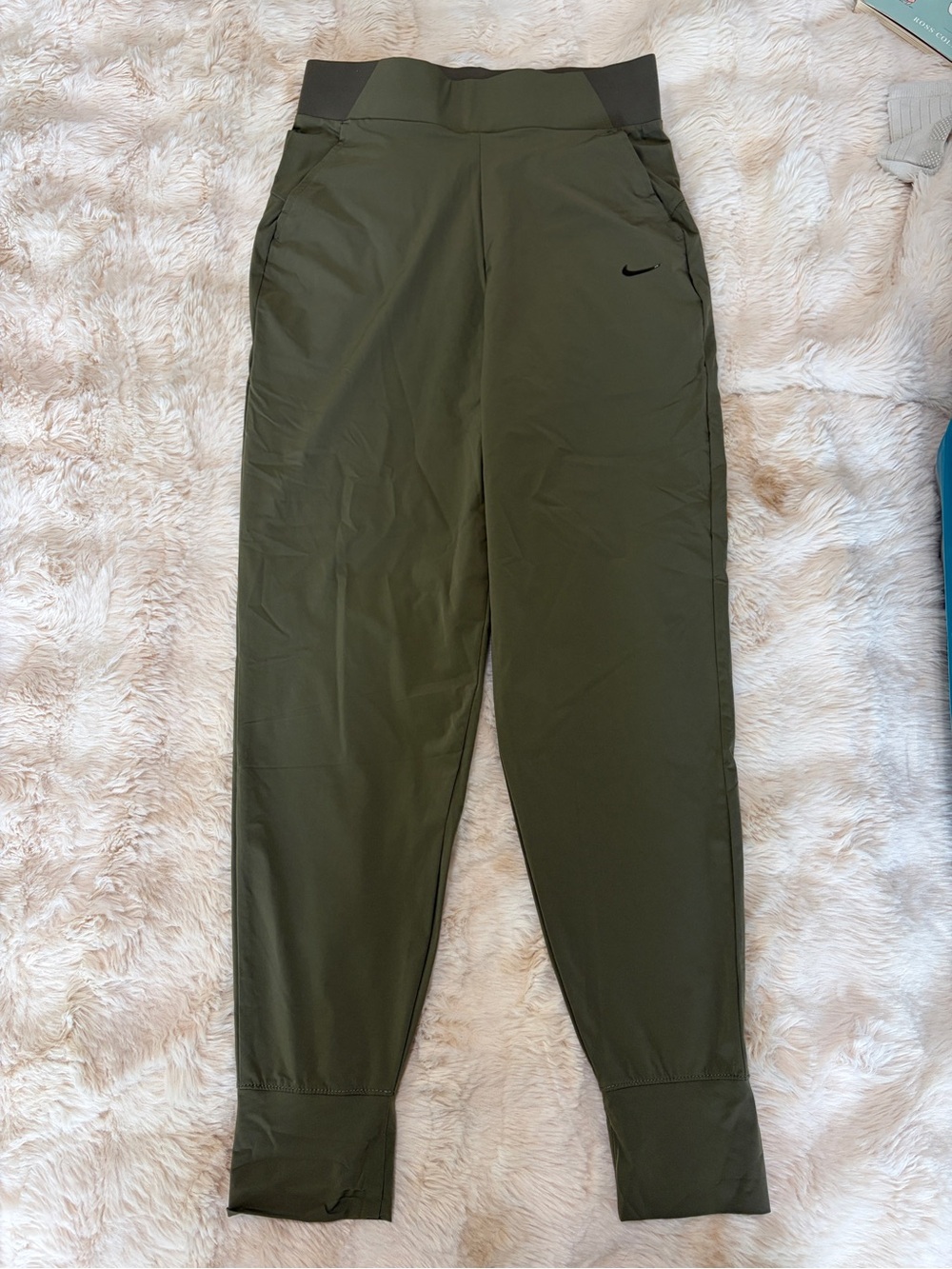 Nike Olive Green Women's Training Joggers with High Waist